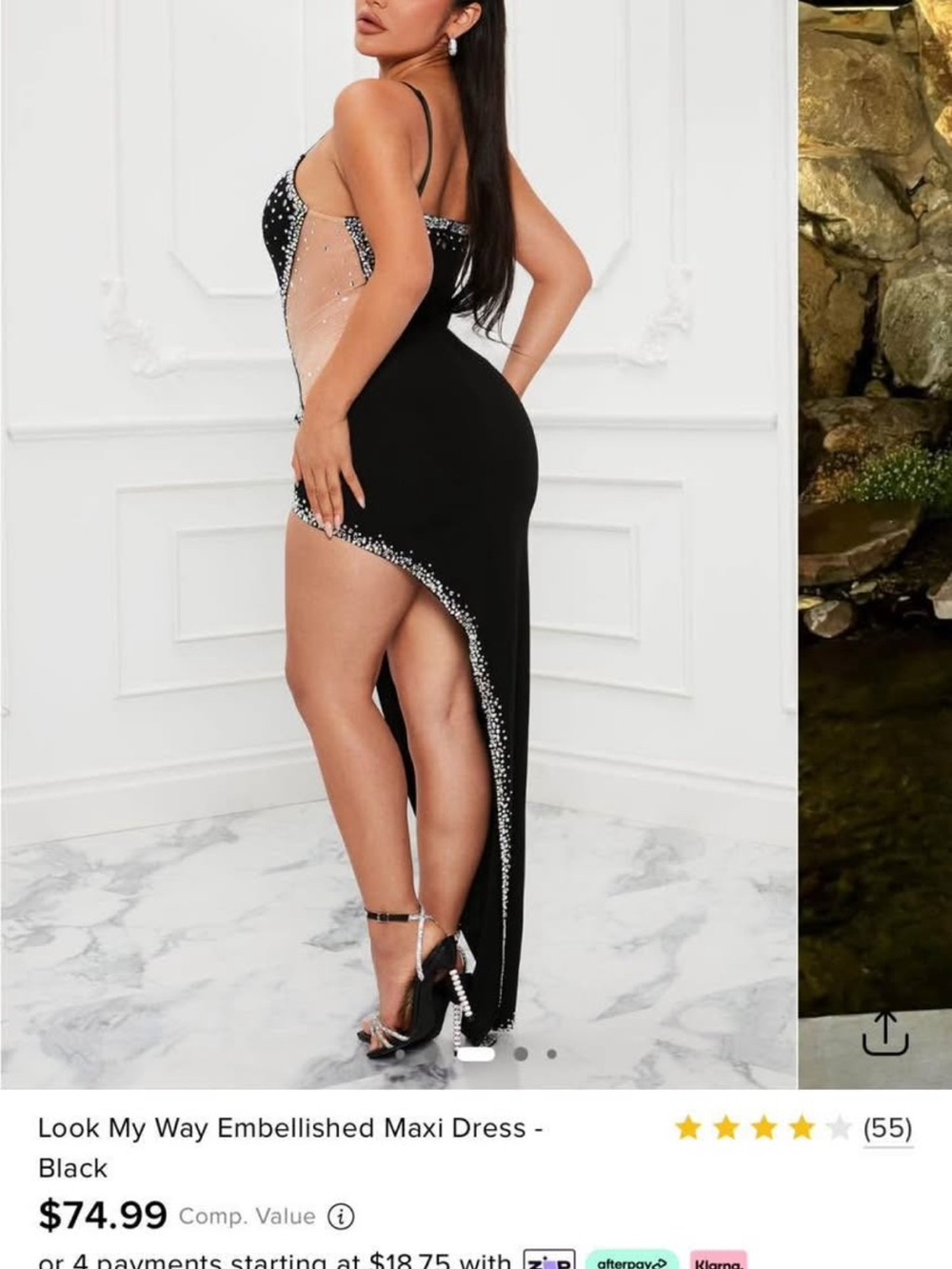 Fashion Nova Black Embellished High-Low Maxi Dress